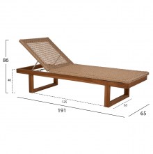 71110 ΞΑΠΛΩΣΤΡΑ PATRON HM5993 TEAK ΞΥΛΟ ΚΑΙ ΣΧΟΙΝΙ VIRO ΣΕ ΠΛΕΞΗ WICKER 191x65x86Yεκ.