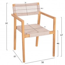 72680 ΠΟΛΥΘΡΟΝΑ CHARLOTTE HM9637.07 ΞΥΛΟ TEAK ΦΥΣΙΚΟ & ΜΠΕΖ ΣΧΟΙΝΙ 58x61x81Yεκ.