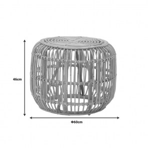 pak-344-000010-4 ΣΚΑΜΠΟ RAJESTY PAKOWORLD RATTAN PE ΣΕ ΦΥΣΙΚΗ ΑΠΟΧΡΩΣΗ Φ60X46ΕΚ